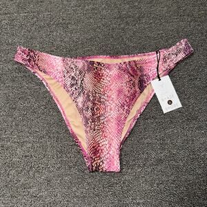 Shade & Shore Pink Animal Print Swimsuit Bikini Bottom Women's Size Medium NWT
